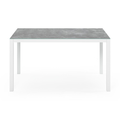 Feltro tuinset in wit aluminium en grijs keramisch glas tafelblad met 4 stapelbare Bareto tuinstoelen