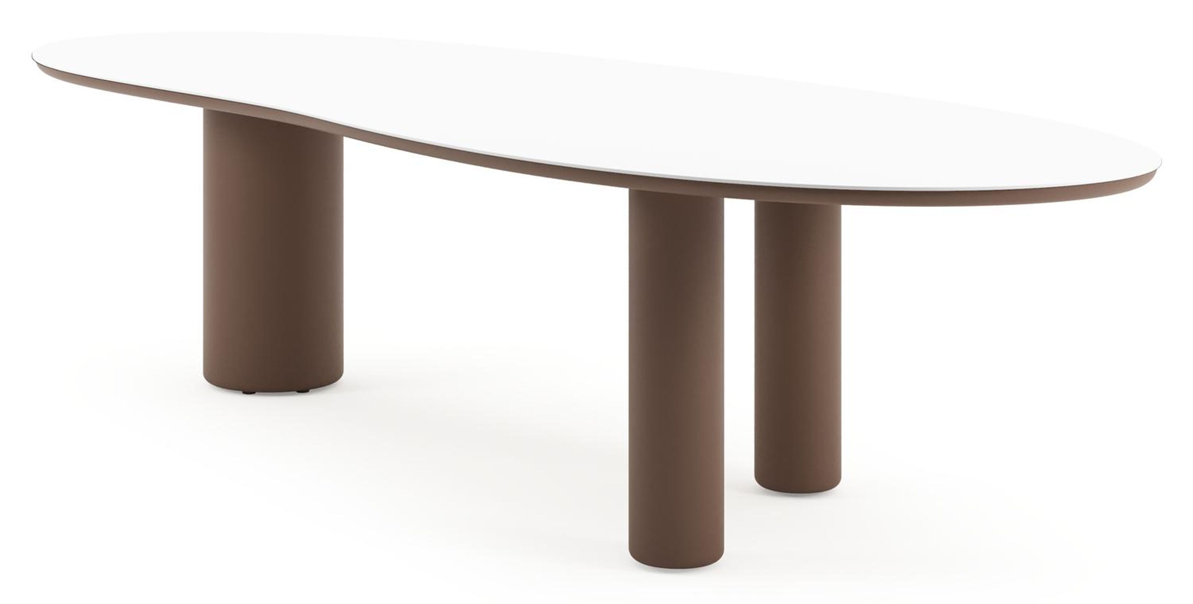 Amico tuintafel organisch in taupe aluminium en volkeramiek Arctic White - L 320 x B 120 x H 73.5 cm