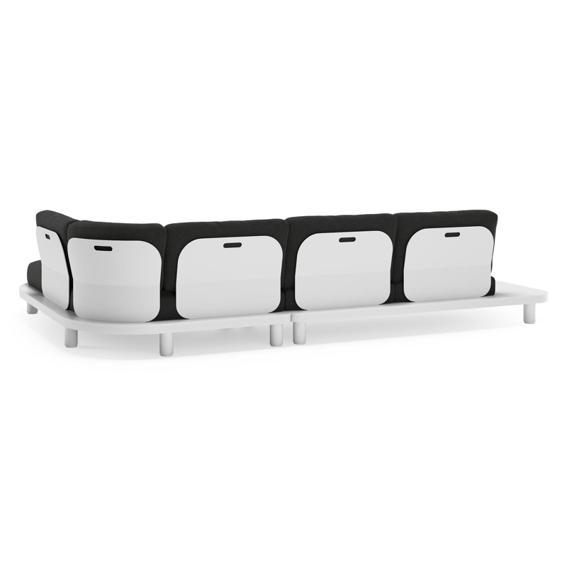 Salon de jardin d'angle Donato en aluminium blanc et coussins en all weather sunbrella® luxe Chartres Sooty