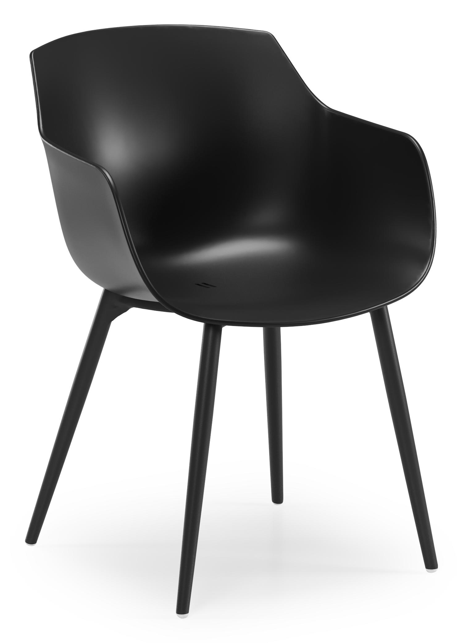 Paco tuinstoel in zwart aluminium en zwart kunststof