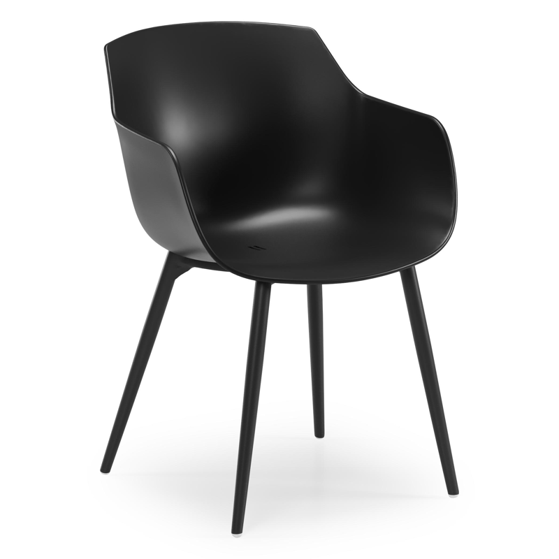 Chaise de jardin Paco in aluminium noir et matière synthétique noir
