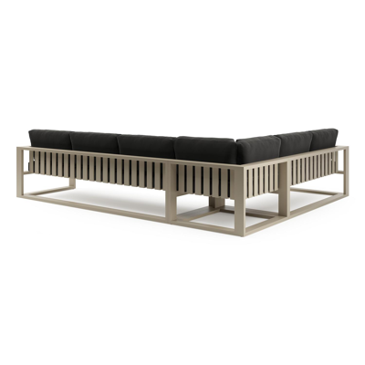 Verato loungehoek in beige aluminium met natte sooty all weather sunbrella® luxe kussen