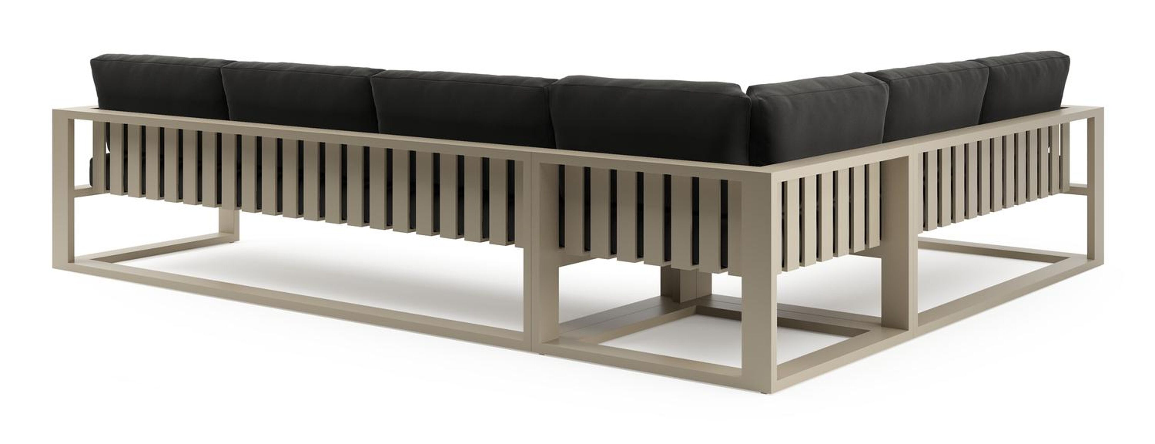 Verato loungehoek in beige aluminium met natte sooty all weather sunbrella® luxe kussen