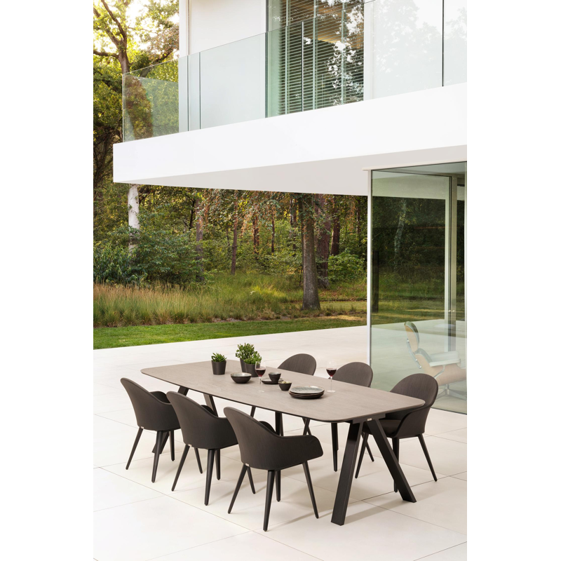 Cesano tuintafel in zwart aluminium en volkeramiek aspen grey - L 255 x B 115 x H 75 cm