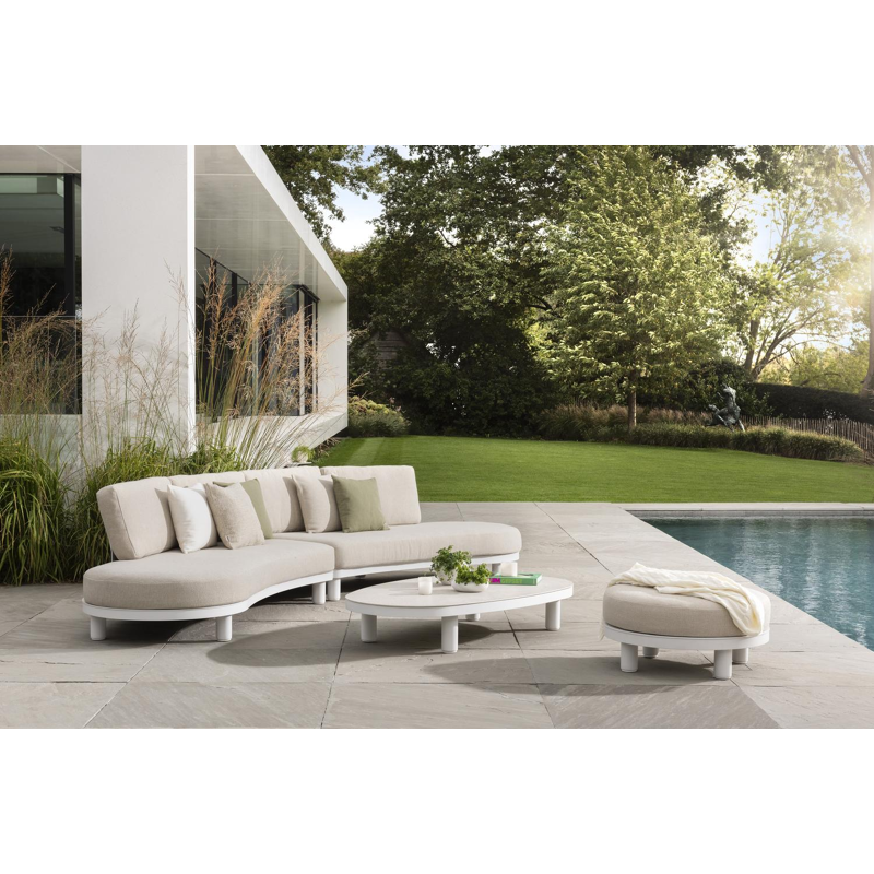 Donato loungetafel in wit aluminium en volkeramiek arctic white - L 151 x B 90 x H 25 cm