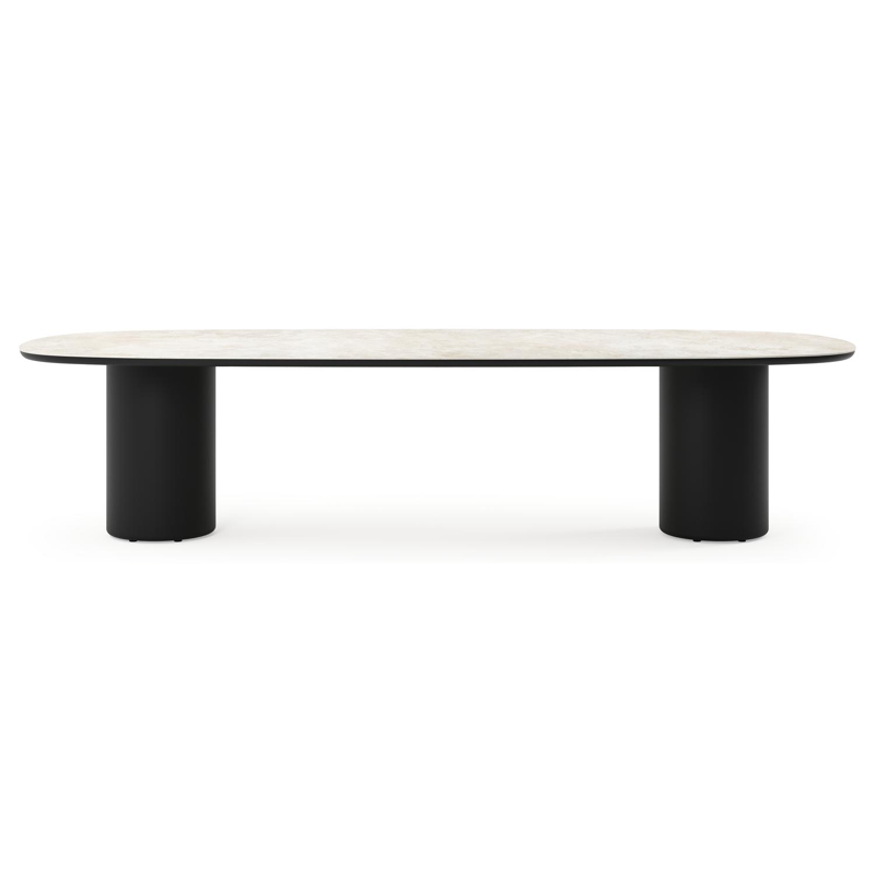 Amico tuintafel bombo in zwart aluminium en volkeramiek Rapolano - L 320 x B 130 x H 73.5 cm