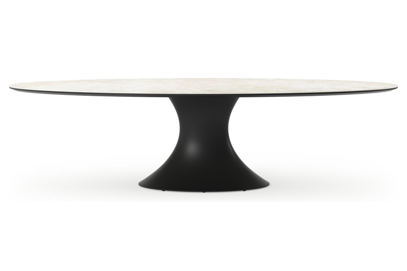 Fano tuintafel ovaal in zwart aluminium en volkeramiek Rapolano L 290 x B 148 cm
