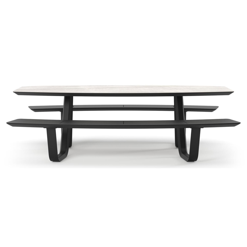 Forno picknicktafel bootvorm in zwart aluminium en volkeramiek Taj Mahal - L 240 x B 181 x H 72 cm