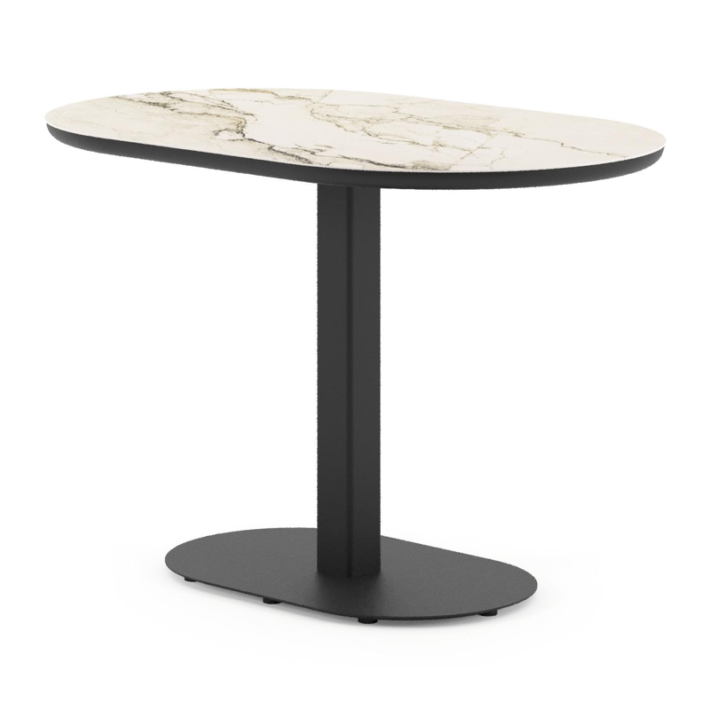 Teramo kantelbare tuintafel bombo in zwart aluminium en volkeramiek Colorado Dunes - L 110 x B 70 x H 74 cm