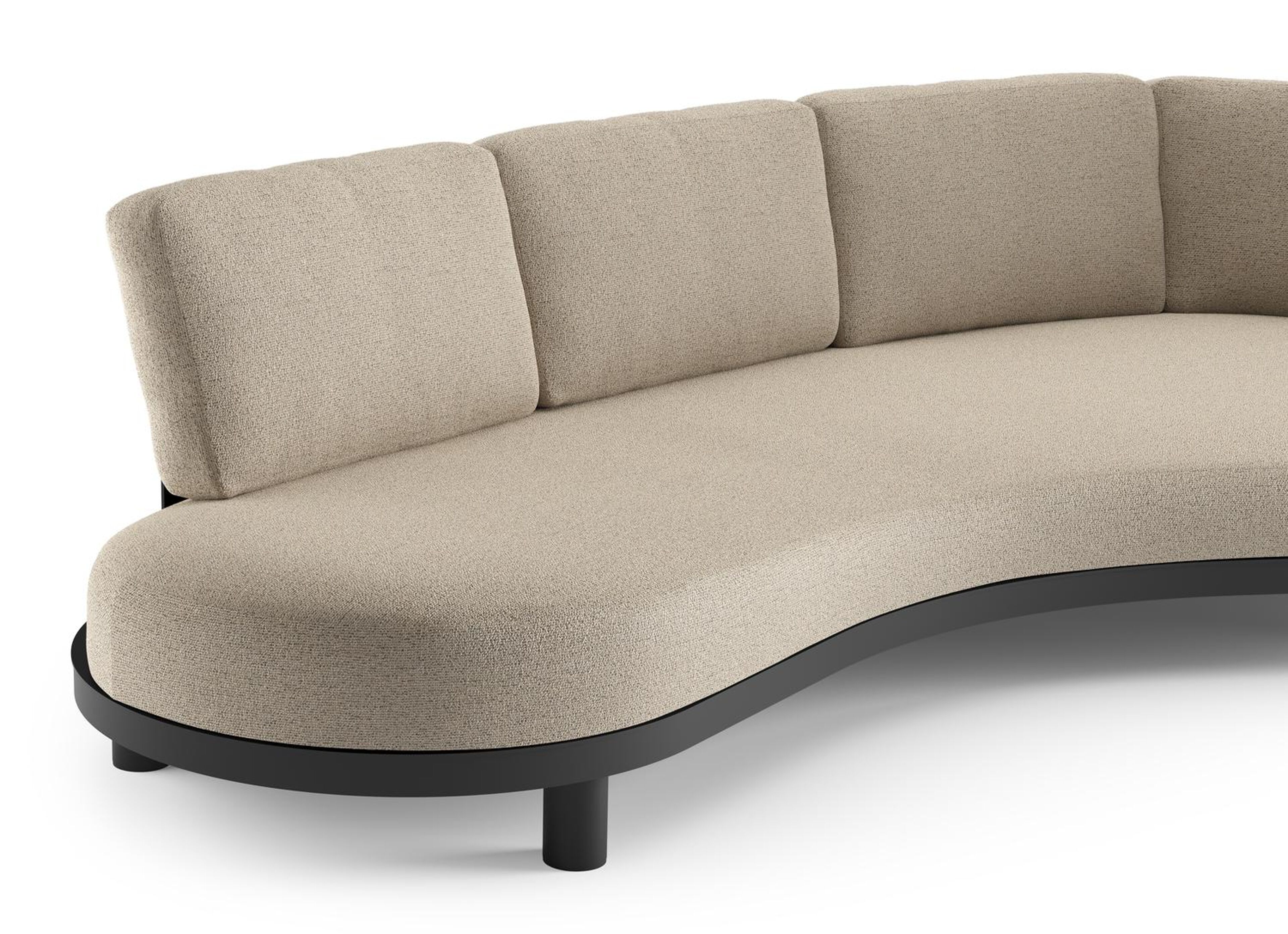 Canapé de jardin Donato en aluminium noir et coussins en all weather cosytica marbella beige