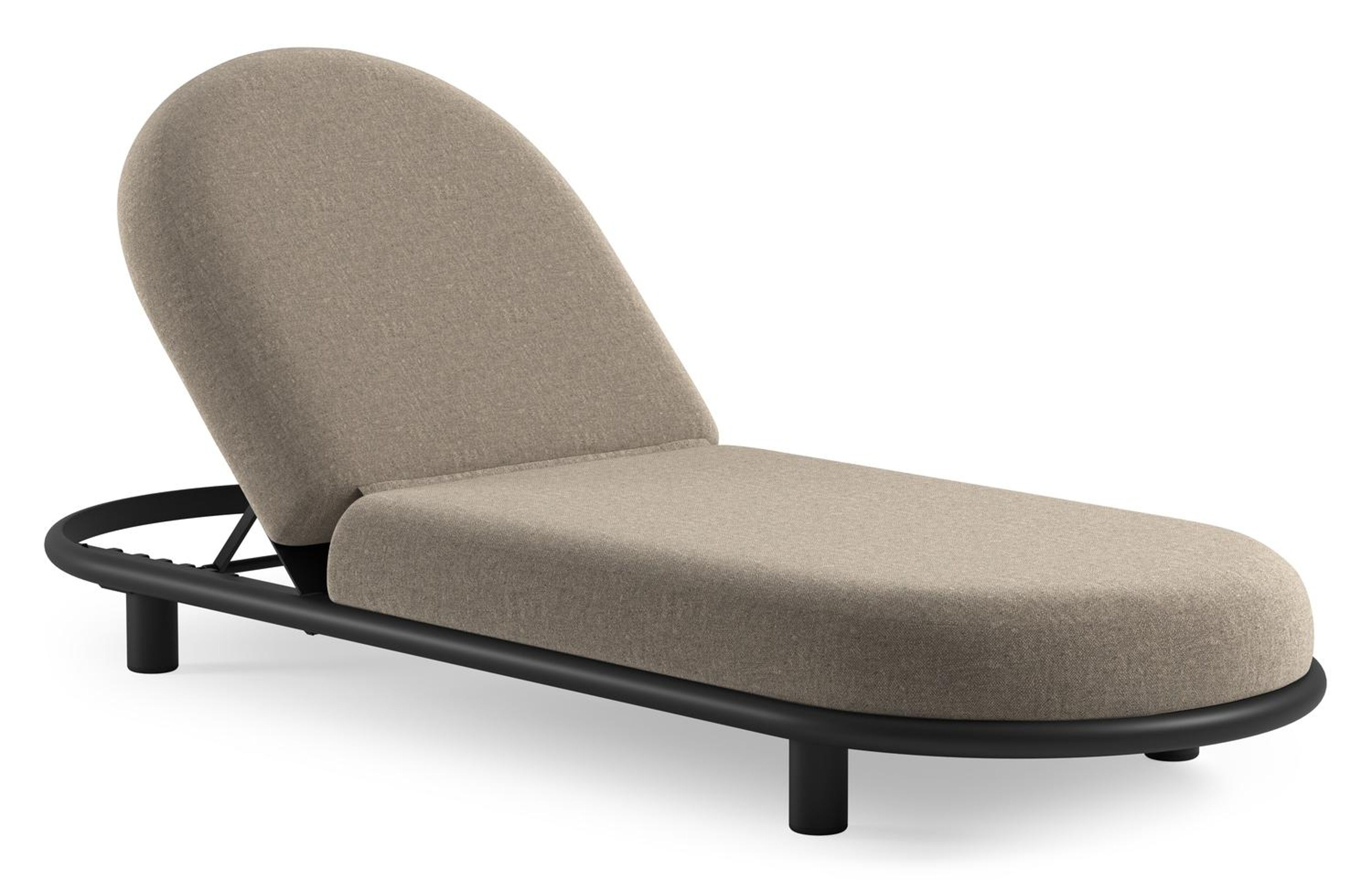 Lomano verstelbaar ligbed in zwart aluminium met chartres pewter all weather sunbrella® luxe