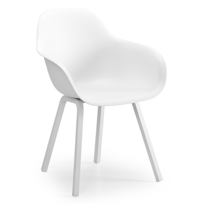 Puglia tuinstoel in wit aluminium en wit kunststof 