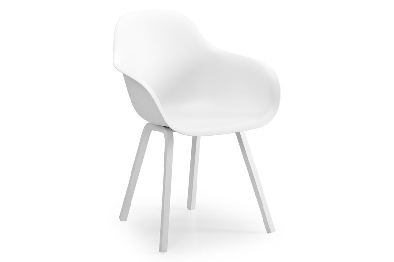 Puglia tuinstoel in wit aluminium en wit kunststof 