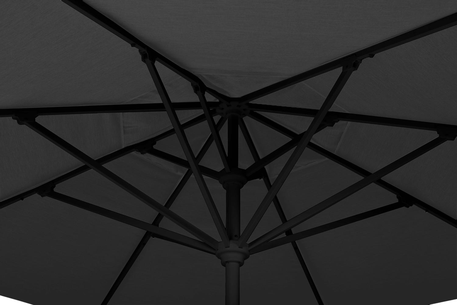 Solino staanparasol in zwart aluminium met zwart all weather sunbrella® premium parasoldoek - Dia. 400 cm (zonder voet)