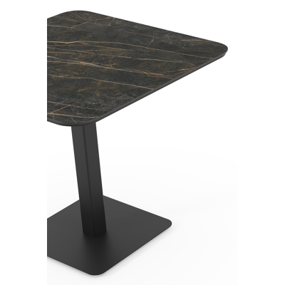 Fano kantelbare tuintafel vierkant afgerond in zwart aluminium en volkeramiek black obsession - L 80 x B 80 x H 72.5 cm
