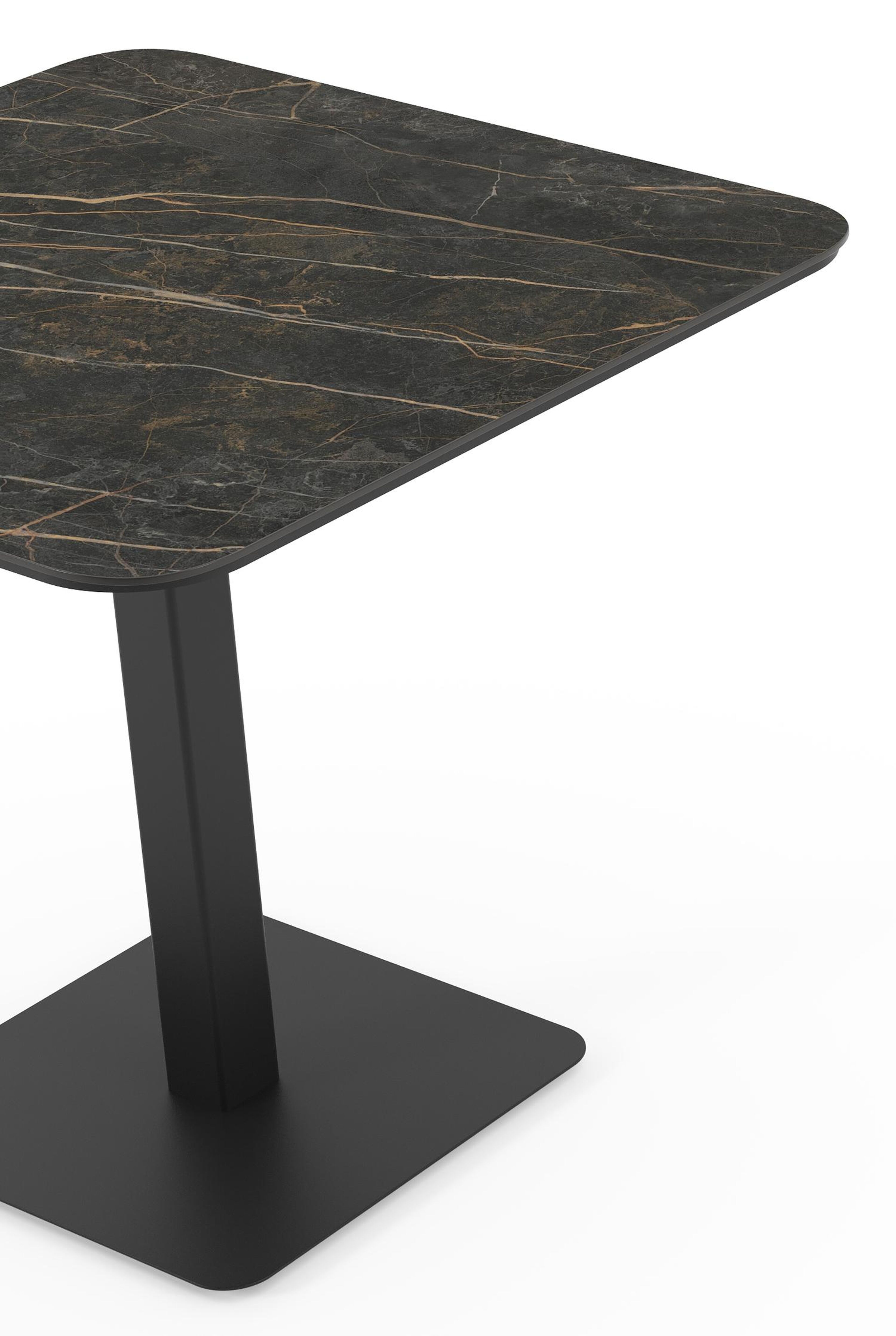 Fano kantelbare tuintafel vierkant afgerond in zwart aluminium en volkeramiek black obsession - L 80 x B 80 x H 73 cm