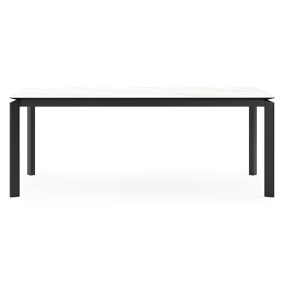 Cirello tuintafel rechthoekig in zwart aluminium en volkeramiek Calacatta - L 200 x B 100 x H 75 cm