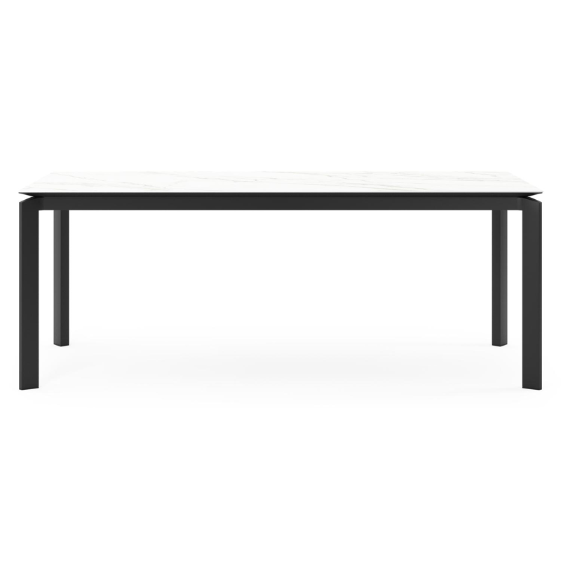 Cirello tuintafel rechthoekig in zwart aluminium en volkeramiek Calacatta - L 200 x B 100 x H 75 cm