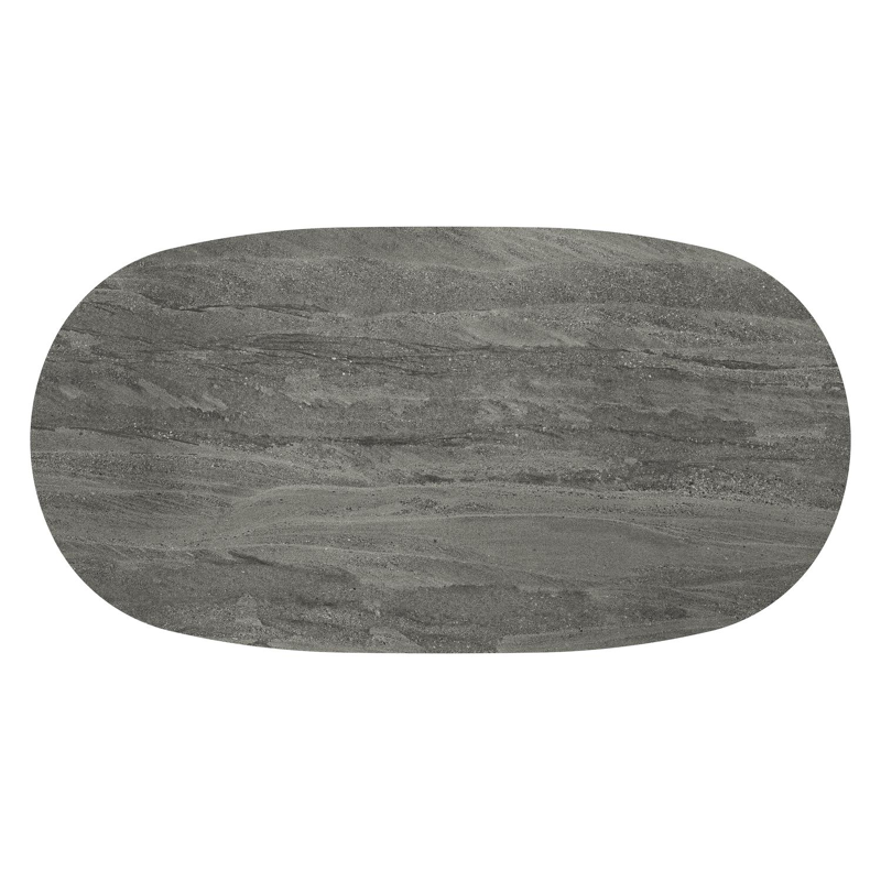 Amico loungetafel bombo in zwart aluminium en volkeramiek Aspen Grey - L 171 x B 89 x H 24 cm