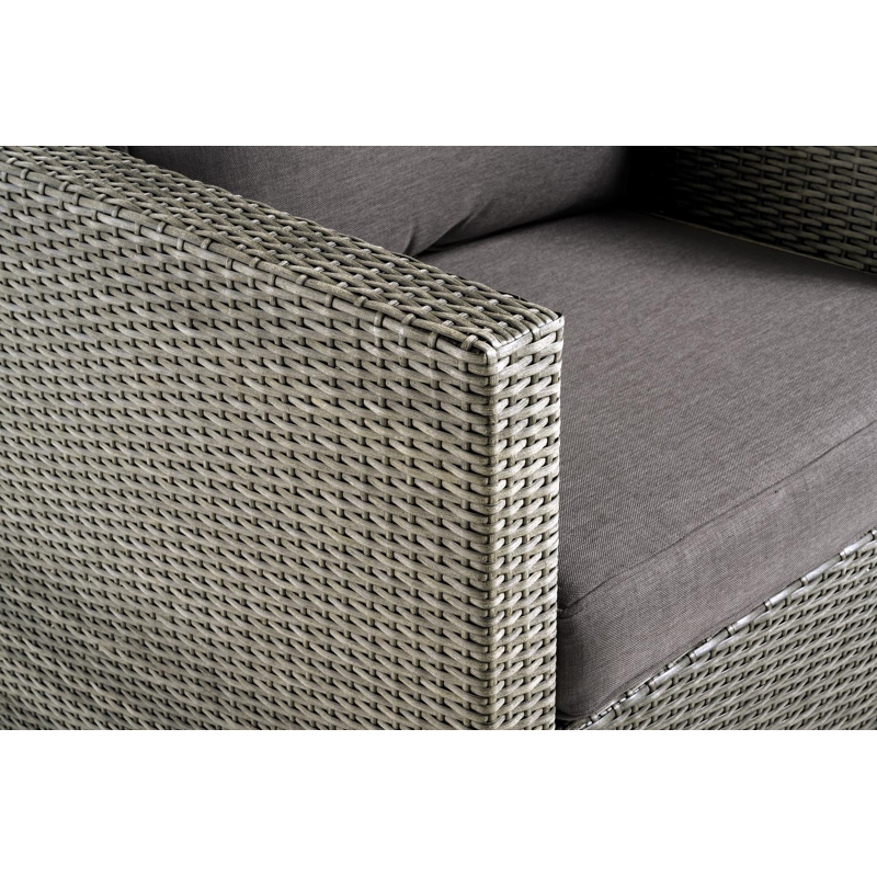 Fauteuil de jardin Gio 1-pl en aluminium gris et résine tressée gris avec coussin en polyester gris