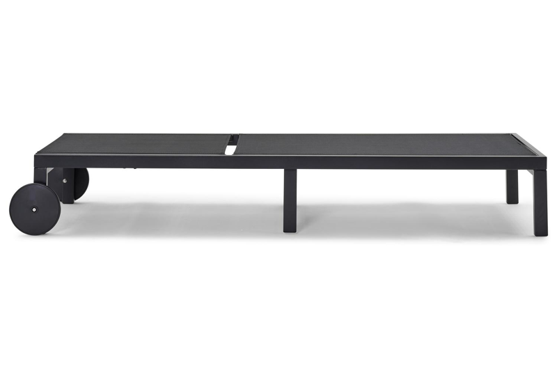 Set van 2 verstelbare Alba ligbedden in zwart aluminium en zwart textileen