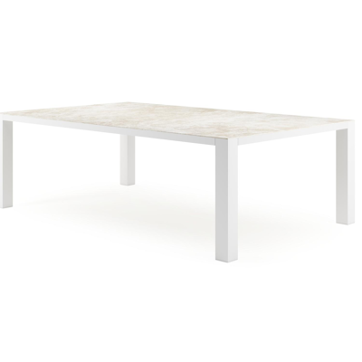 Nano XL tuintafel rechthoekig in wit aluminium en volkeramiek Rapolano L 240 x B 148 cm