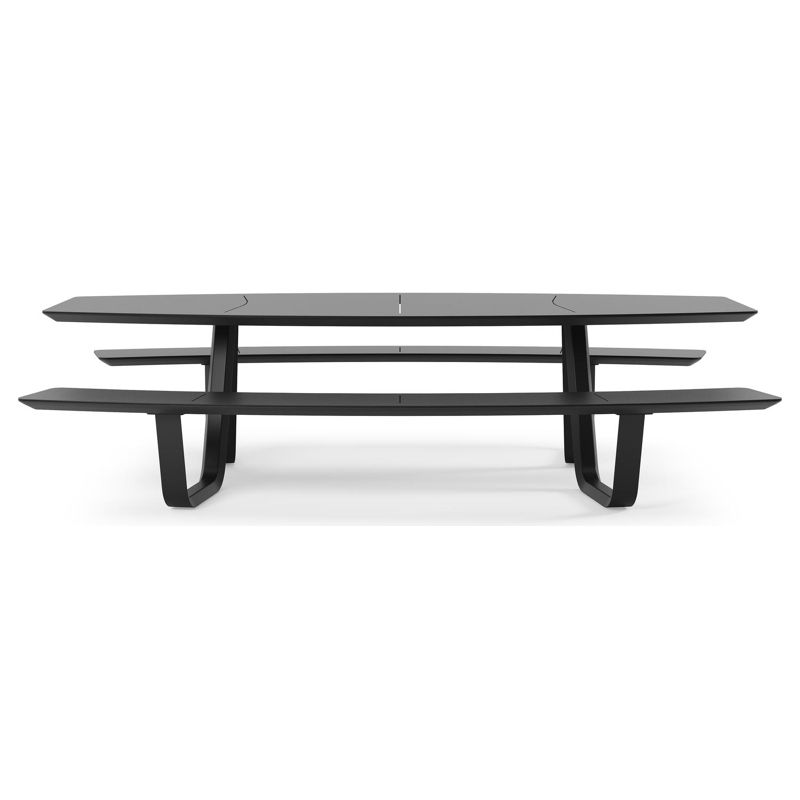 Table de pique-nique Forno forme de bateau en aluminium noir - Lg. 280 x Lrg. 192 x Haut. 72 cm