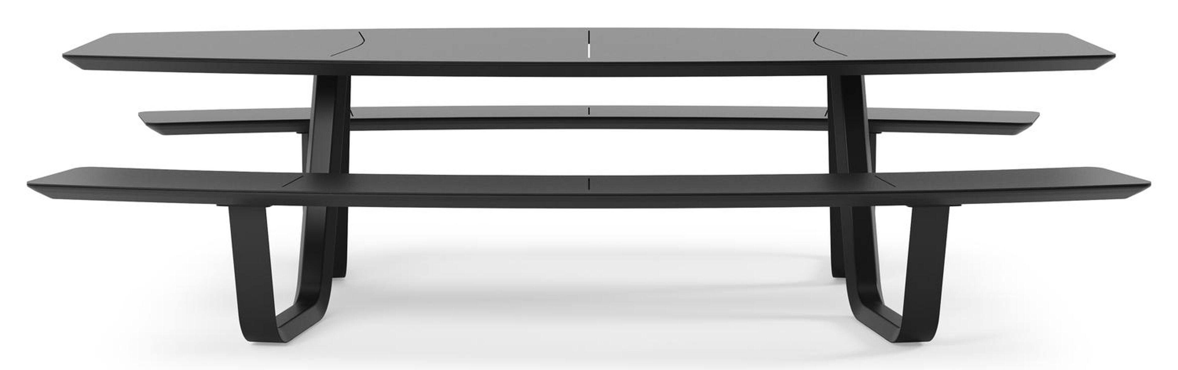 Forno picknicktafel bootvorm in zwart aluminium - L 280 x B 192 x H 72 cm
