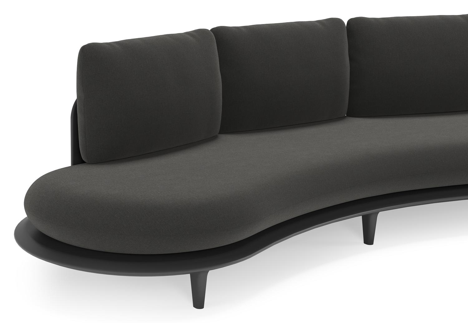 Bomero loungebank in zwart aluminium met natte sooty all weather sunbrella® luxe kussen