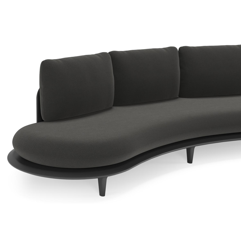 Bomero loungebank in zwart aluminium met natte sooty all weather sunbrella® luxe kussen