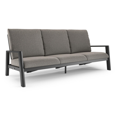 Cirello loungebank in zwart aluminium met chartres drizzle all weather sunbrella® luxe kussen