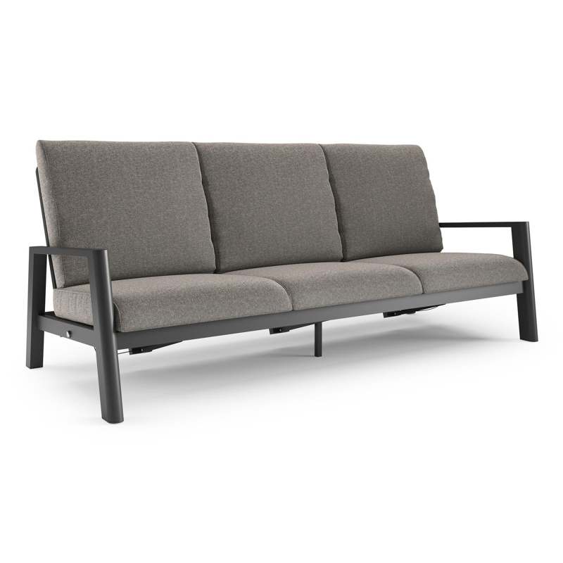 Cirello loungebank in zwart aluminium met chartres drizzle all weather sunbrella® luxe kussen
