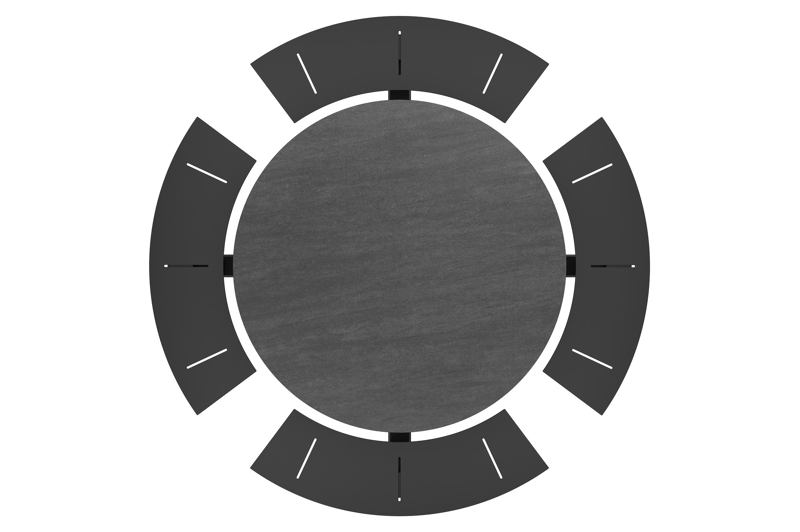 Table de pique-nique Rondino en aluminium noir et céramique pleine - Dia. 236 x H 71,5 cm