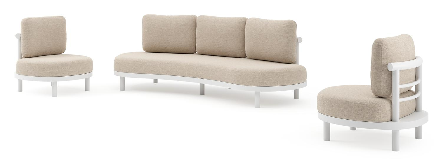 Lindo loungeset in wit aluminium met rustic weather+ softtouch kussen