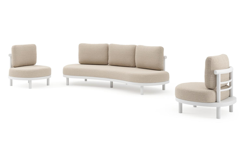 Lindo loungeset in wit aluminium met rustic weather+ softtouch kussen