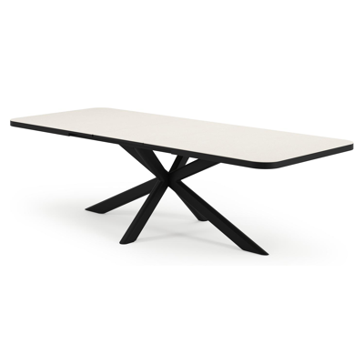 Estella tuintafel rechthoekig in zwart aluminium en Crema Minerale sintered stone - L 200 x B 100 x H 75.5 cm