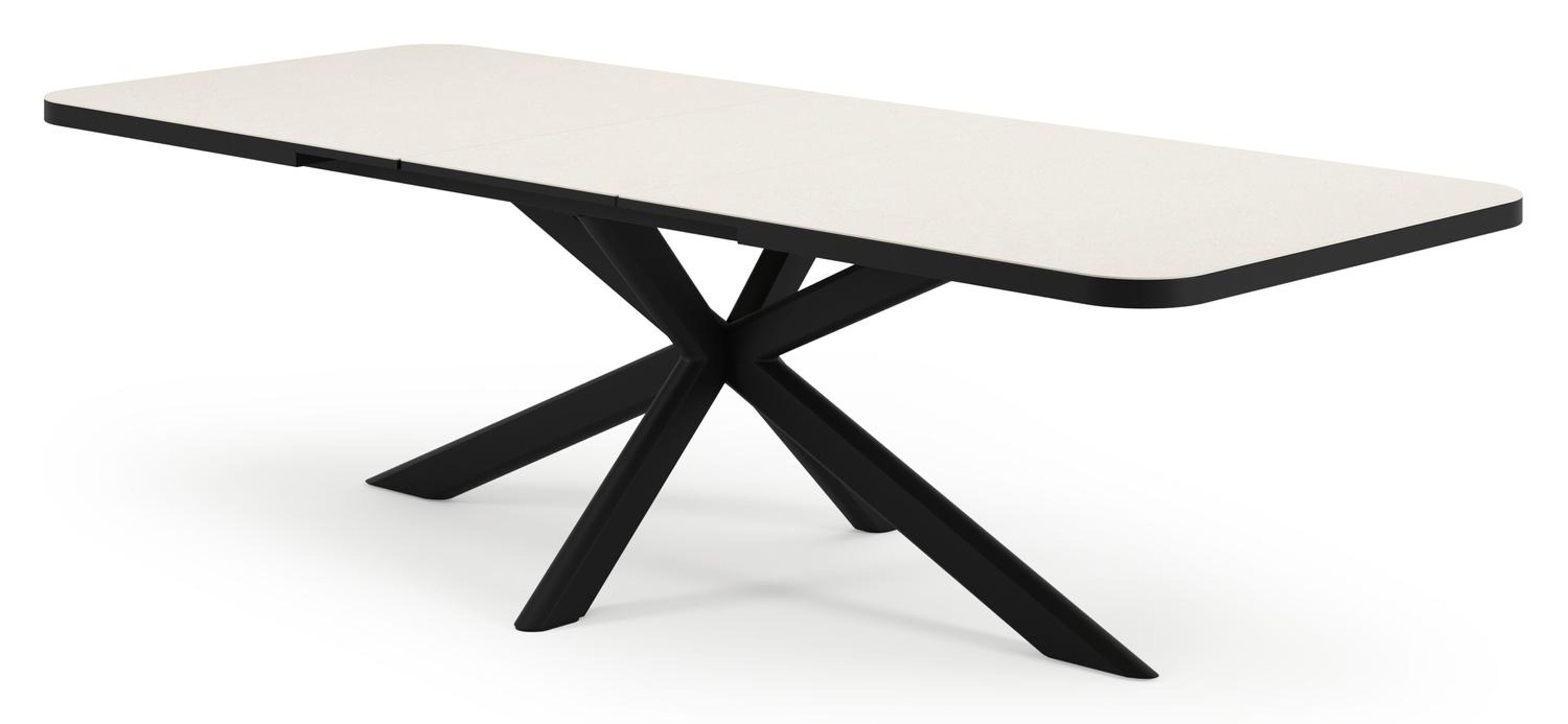 Estella verlengbare tuinset rechthoekig in zwart aluminium en sintered stone Crema minerale met 8 Gerona tuinstoelen