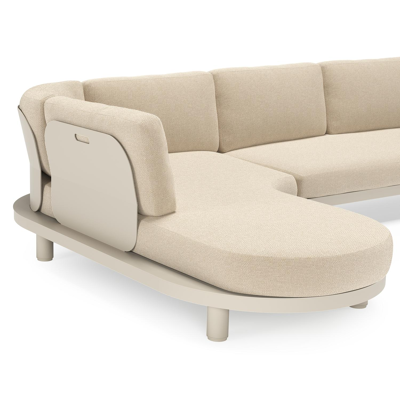 Donato loungehoek in beige aluminium met all weather cosytica Althea Chalk kussen