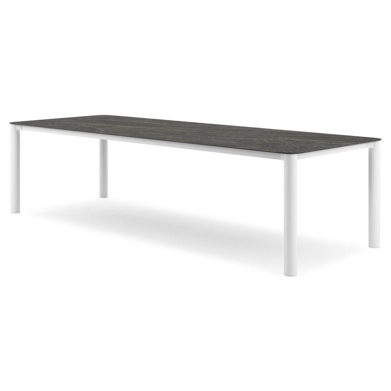 Orso tuintafel rechthoekig afgerond in wit aluminium en volkeramiek Black Obsession - L 290 x B 110 x H 73.5 cm