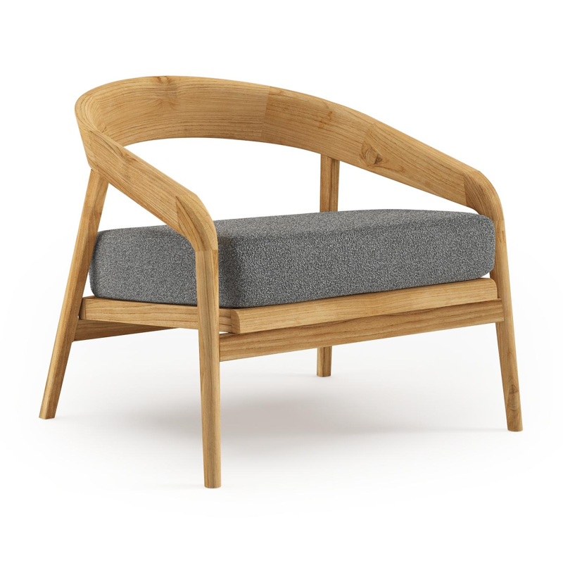 Lacrima loungestoel in teak met catania black all weather Cosytica kussen