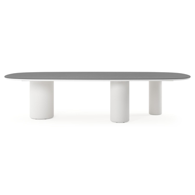 Amico tuintafel bombo xl in wit aluminium en volkeramiek Basalt Black - L 320 x B 148 x H 73.5 cm