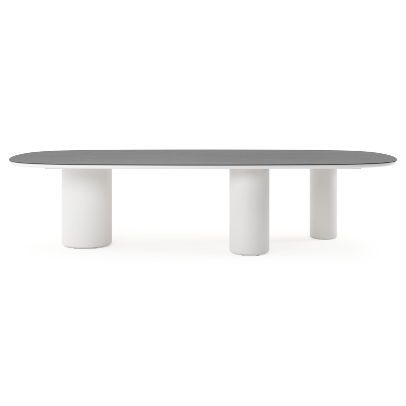 Amico tuintafel bombo xl in wit aluminium en volkeramiek Basalt Black - L 320 x B 148 x H 73.5 cm