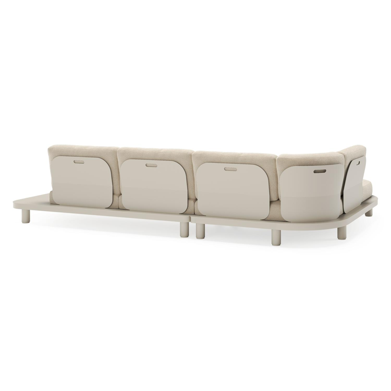 Donato loungehoek in beige aluminium met althea chalk all weather cosytica kussen