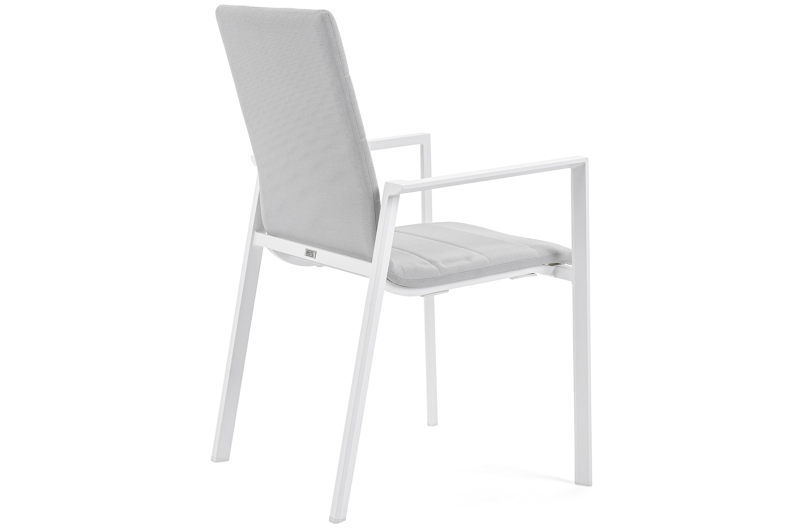 Cirello stapelbare tuinstoel in wit aluminium en grijs luxe comfort textilene