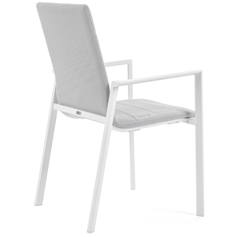 Cirello stapelbare tuinstoel in wit aluminium en grijs luxe comfort textilene
