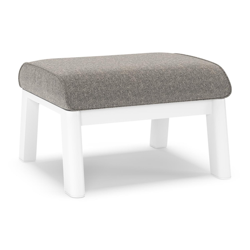 Cirello poef in wit aluminium met chartres drizzle all weather sunbrella® luxe kussen