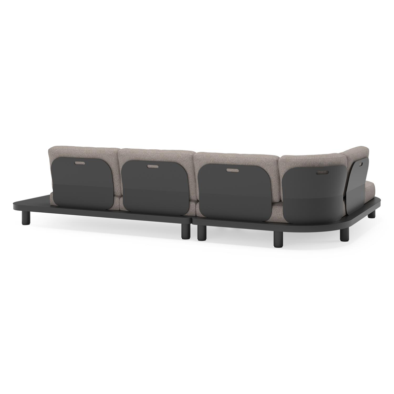 Donato loungehoek in zwart aluminium met all weather sunbrella® luxe Tundra Charcoal kussen