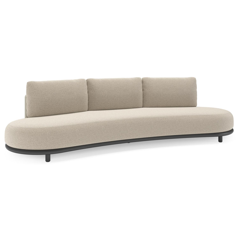 Lomano loungebank in zwart aluminium en beige verticaal geweven luxe vlakke rope met Catania Sand All Weather Cosytica