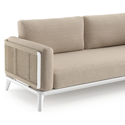 Mosa loungeset in wit aluminium met rustic weather+ softtouch kussens en loungetafel