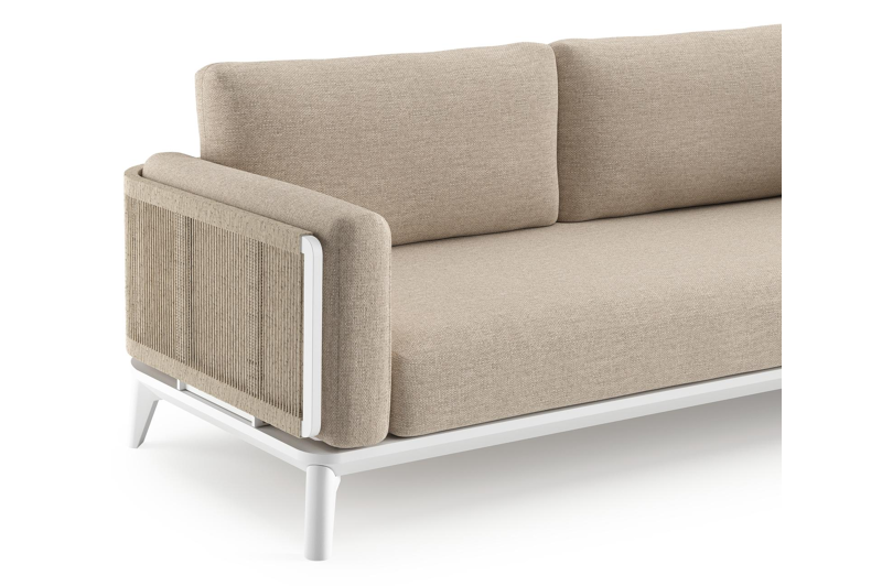 Mosa loungeset in wit aluminium met rustic weather+ softtouch kussens en loungetafel